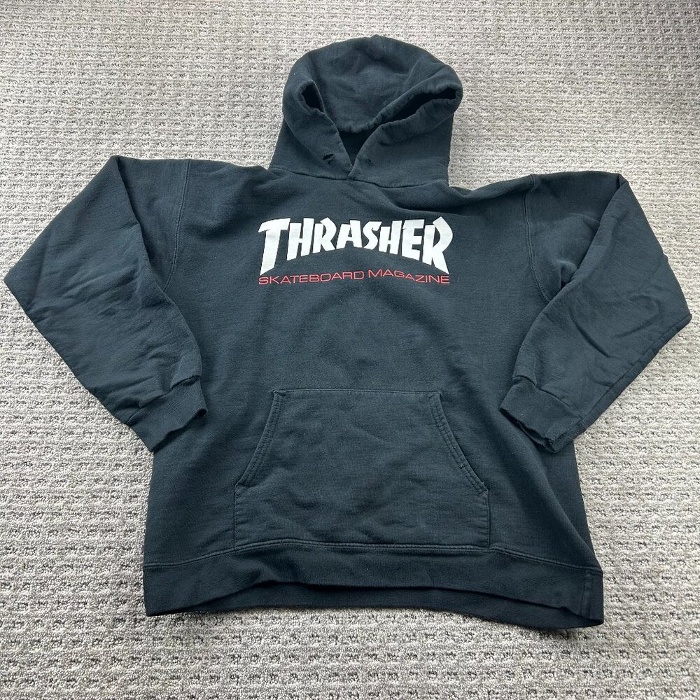 Vintage Thrasher Magazine Hoodie Sweater Men Small S Black San Francisco Hooded